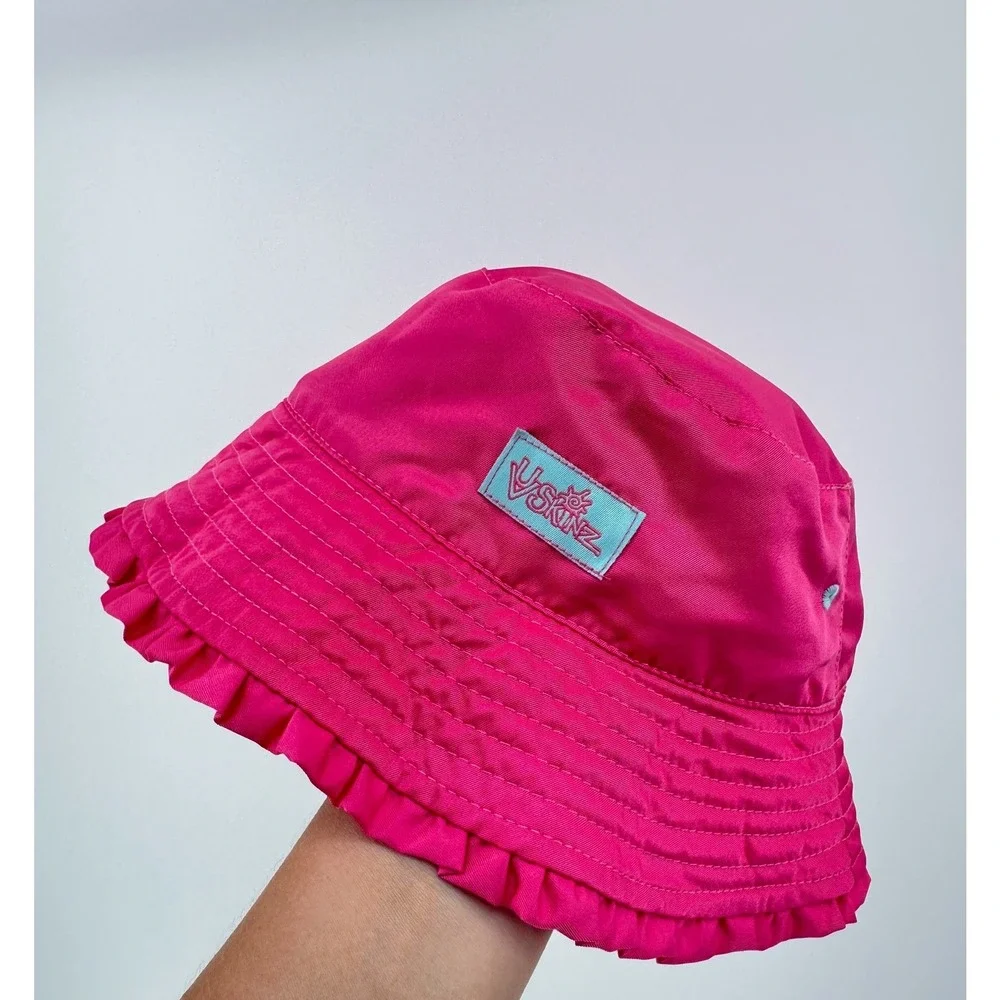 UV Skinz Sun Hat Kids S Pink Floral Ruffle UPF 50+ Bucket Swim Beach Girls